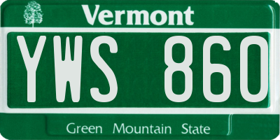 VT license plate YWS860