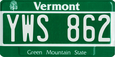 VT license plate YWS862