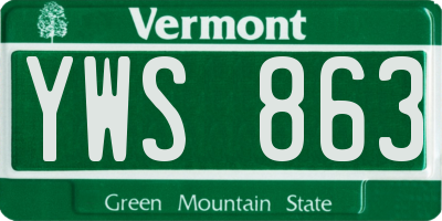 VT license plate YWS863