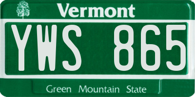 VT license plate YWS865