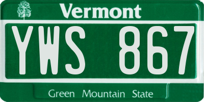 VT license plate YWS867
