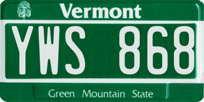 VT license plate YWS868