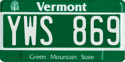 VT license plate YWS869