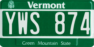 VT license plate YWS874