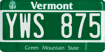 VT license plate YWS875