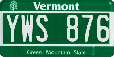 VT license plate YWS876