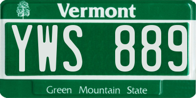VT license plate YWS889