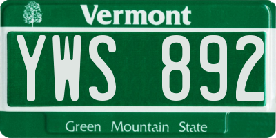 VT license plate YWS892