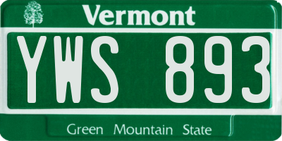 VT license plate YWS893