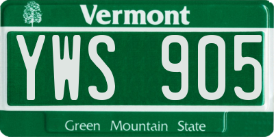 VT license plate YWS905