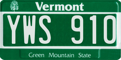VT license plate YWS910