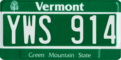 VT license plate YWS914