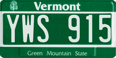 VT license plate YWS915