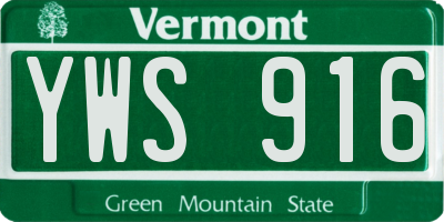 VT license plate YWS916
