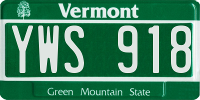 VT license plate YWS918