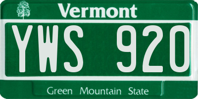 VT license plate YWS920