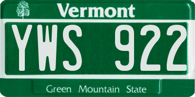VT license plate YWS922