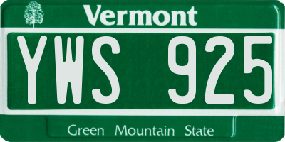 VT license plate YWS925