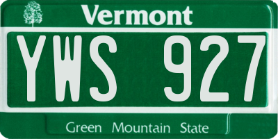 VT license plate YWS927