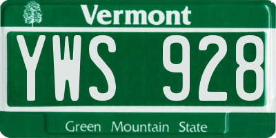 VT license plate YWS928