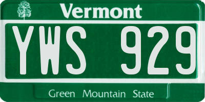 VT license plate YWS929