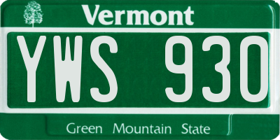 VT license plate YWS930