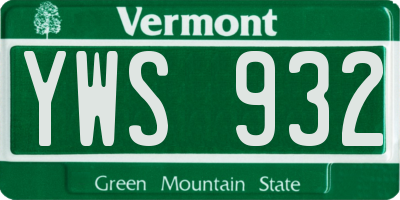 VT license plate YWS932