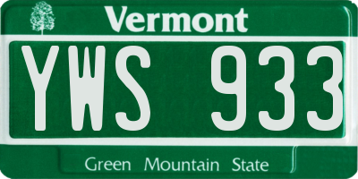 VT license plate YWS933