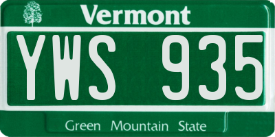 VT license plate YWS935