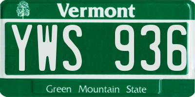 VT license plate YWS936
