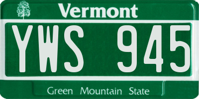 VT license plate YWS945