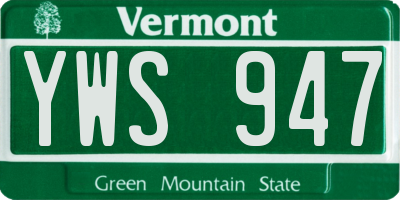VT license plate YWS947