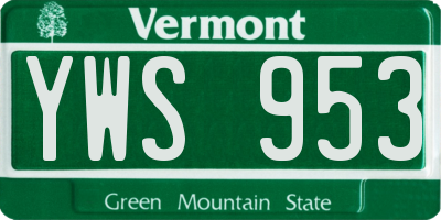 VT license plate YWS953