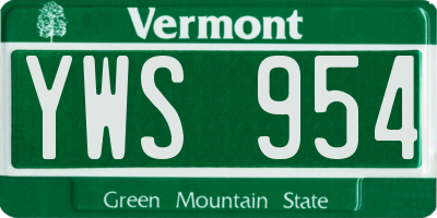 VT license plate YWS954