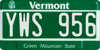VT license plate YWS956