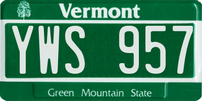 VT license plate YWS957