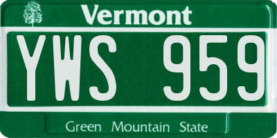 VT license plate YWS959