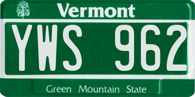VT license plate YWS962