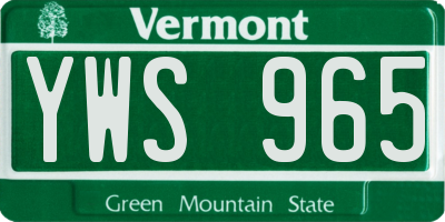 VT license plate YWS965