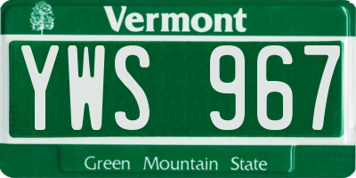 VT license plate YWS967