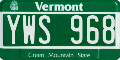 VT license plate YWS968
