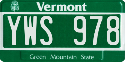 VT license plate YWS978