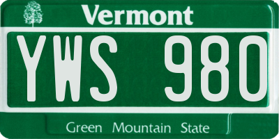 VT license plate YWS980