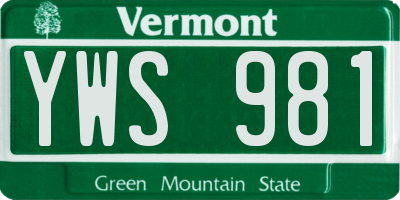 VT license plate YWS981