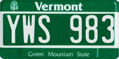 VT license plate YWS983
