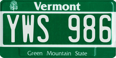 VT license plate YWS986