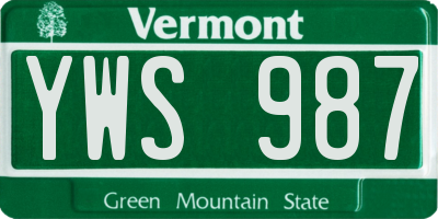 VT license plate YWS987