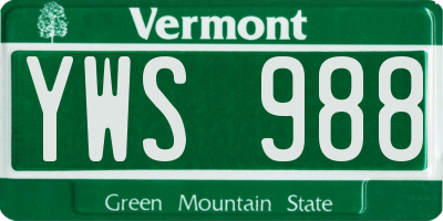 VT license plate YWS988