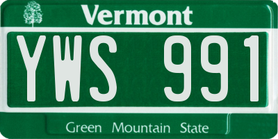 VT license plate YWS991