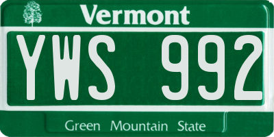 VT license plate YWS992